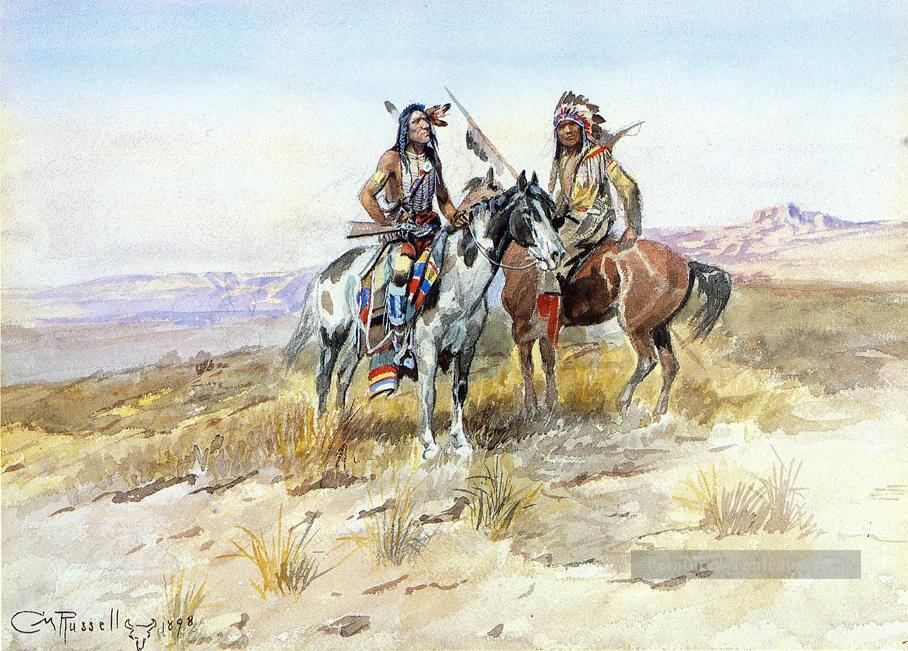 Sur le Prowl Art occidental Amérindien Charles Marion Russell Peintures à l'huile